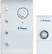 Звонок дверной беспроводной Е-367 Электрический 35 мелодий (белый)с питанием от батареек  Feron